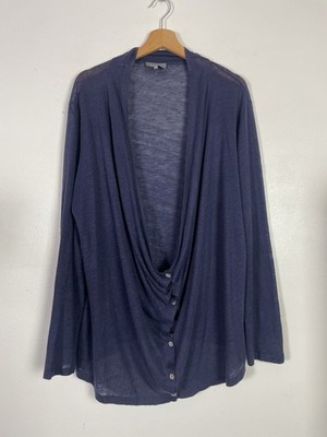 Leichte entspannte Leinen-Strickjacke Sahara dunkelblau - Große L (UK 18 - 20)