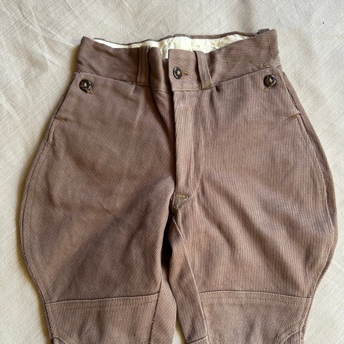 Vintage Equestrian Horse Riding Pants Brown Leather Patches kids bouldercord - Picture 5 of 11