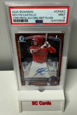 Kevyn Castillo 2025 Bowman Chrome 1st Orange Reptilian Refractor Auto /25 PSA 9