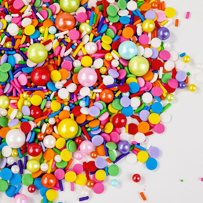 Rainbow Sprinkles, 130G/4.59Oz, Edible Confetti Round, Rainbow Pearl Sugar Sprin