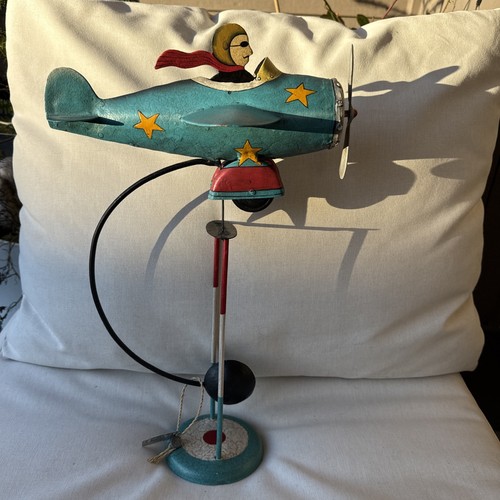 Flying Ace Sky Hook 18" Airplane Metal Plane Balance Folk Art Teeter Totter Toy