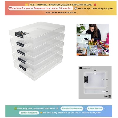 Robuste stapelbare A4 Bastel Aufbewahrungsboxen - 3,6 l Volumen, 5er Pack - klares Design