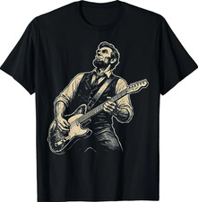 Abraham Lincoln Abe Lincoln Playing Guitar Retro Vintage Funny T-Shirt