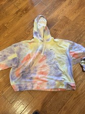 Nike Tie Dye Womens Cropped Colorful Pullover Hoodie Sweatshirt Size XXL