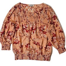 Rose + Olive Blouse Womens Medium Orange Flor...