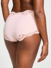 VICTORIA SECRET Dream Angels Lace Trim Boyshort Panty XL Purest Pink Smooth NWT
