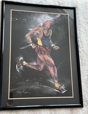 Terry Rose Signed Framed the joy of running Art Print Portrait