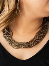 Paparazzi The Speed Of STARLIGHT Brass Seed Beads Necklace Set