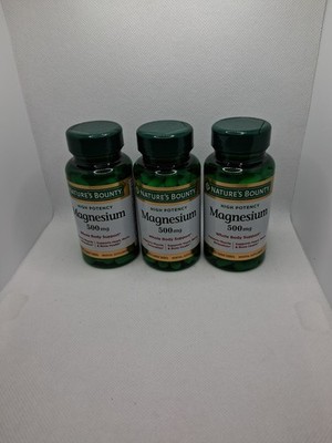Nature's Bounty High Potency Magnesium (500 mg, Getting 3 Bottles Exp 2/28
