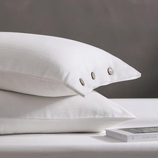 Pillowcases Standard Set of 2 Cotton Button Standard 20" 26" 02-off White