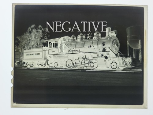 CIRCA 1940's SANTA MARIA VALLEY RR CLASS 2-8-2 LOCOMOTIVE # 100 PHOTO NEGATIVE