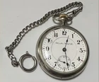 Antique 1899 Hamilton Open Face Pocket Watch Model 924 17J Size 18 LS W/chain