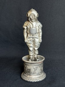 Antique Table Lighter Navy Diving Helmet Commercial Draeger Diver Figure RARE