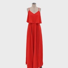 Lulus Red Popover Maxi Dress Womens Size M Wedding Guest Formal Spaghetti Strap