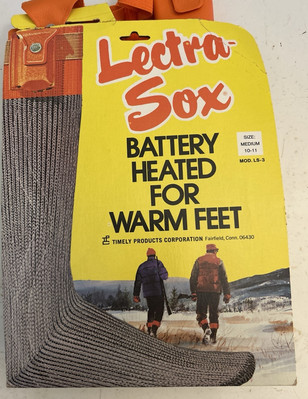 Vintage NOS Lectra-Sox Battery Heated For Warm Feet Socks LS-3 Timely Products