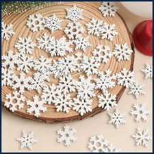 50PCS Wooden Snowflakes Christmas Ornaments DIY Craft Home Tree Decoration Decor