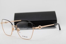 NEW FURLA VFU871 COL.02AM GOLD BLACK GUNMETAL AUTHENTIC EYEGLASSES 54-17