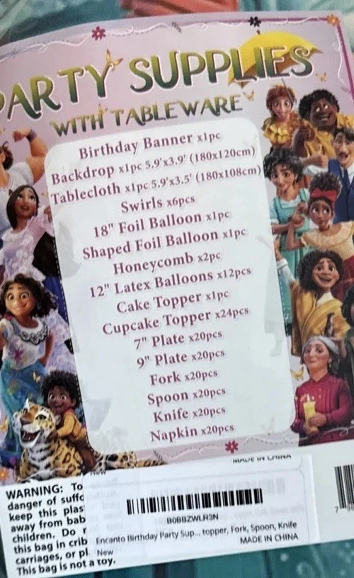 Enorme pacote de suprimentos e decoração para festa de aniversário infantil Encanto 180 peças banner de tecido - Imagem 2 de 4