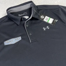Stewart-Haas Racing Under Armour Heatgear Short Sleeve Polo Shirt Men L Blk NWT