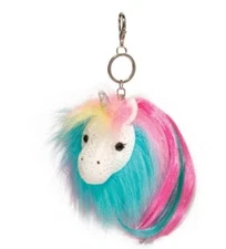 4 Inch Rainbow Unicorn Pom Plush Clip On Keychain by Douglas