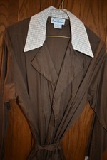 Men's Vintage 1970s Cotton/Poly Lounge Bathrobe - Dark Brown w/Plaid - M