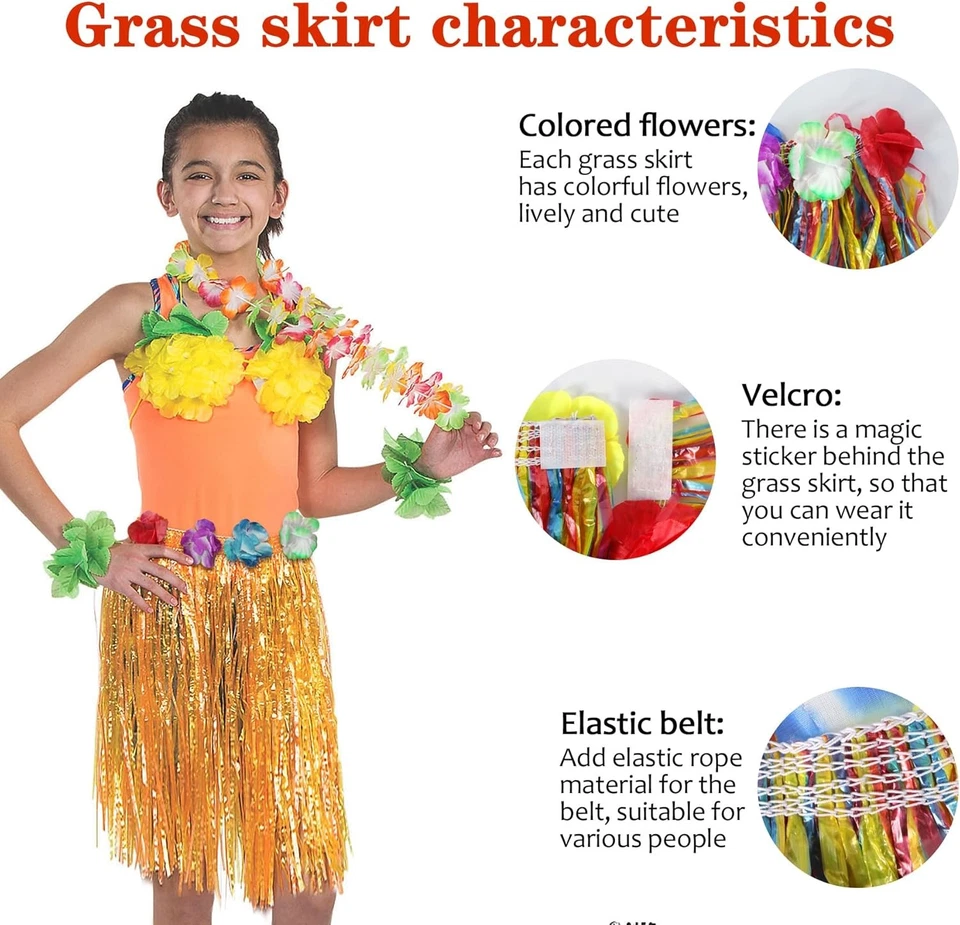 Falda de hierba hawaiana Luau Hula faldas decoraciones de fiesta favores suministros...  Foto 4 de 4