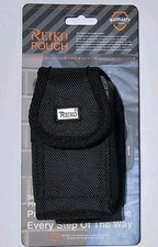 Reiko Vertical Rugged Pouch, Flip Or Small Phones With Metal Belt Clip In Black 