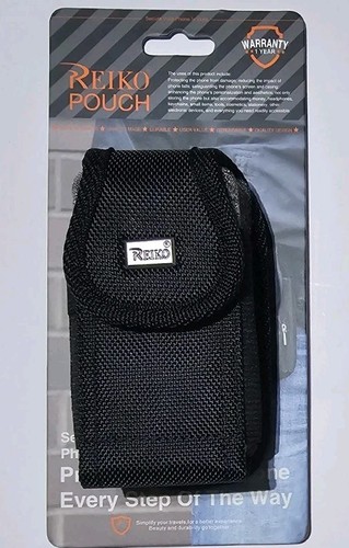 Reiko Vertical Rugged Pouch, Flip Or Small Phones With Metal Belt Clip In Black