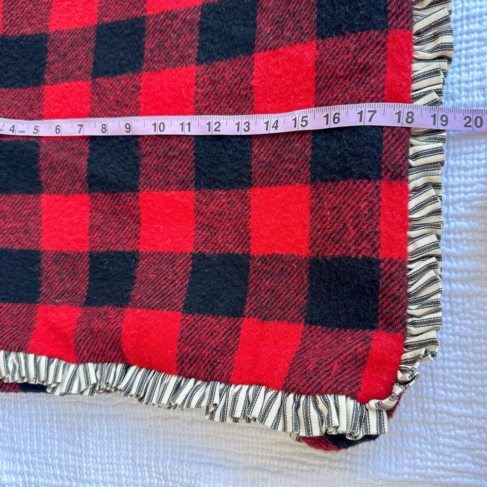 Cubo a cuadros búfalo estampado perro vintage 18 pulgadas almohada cabaña volantes ribete país Foto 4 de 4