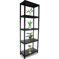 Heavy Duty 5 Tier Black Plastic Storage Shelf Rack Organizer for Home Garage
