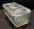 Vintage Mid-Century Federal Glass Refrigerator Vegetable Storage Dish With Lid