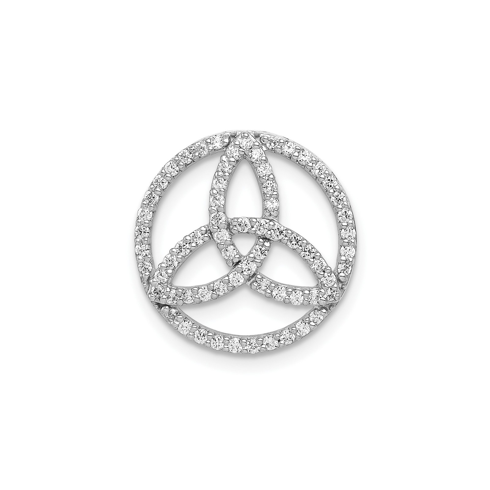 14k White Gold Celtic Trinity Knot Pendant Diamond Circle Charm for Women