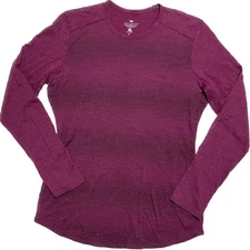 Seg'ments Merino Wool Base Layer Top Womens Medium Pink Long Sleeve Stretch