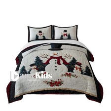 Custom Christmas Frosty Friend Snowman Quilt OR Duvet Bedding Set  Pillowcase