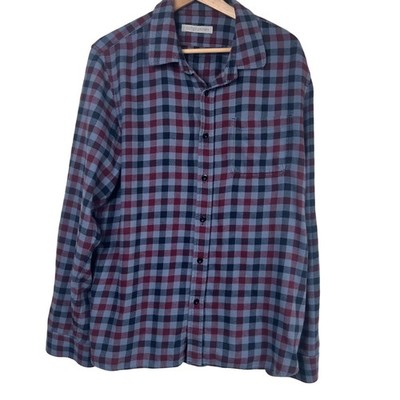 Outerknown Mens Plaid Check Soft Flannel Shirt Long Sleeve Organic Cotton Size L
