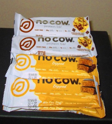 No Cow-Choc Chip Cookie Dough+DIPPED Choc Peanut Butter Cup Protein Bars