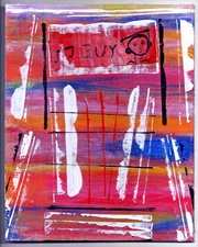 BILLBOARD IN THE SKY Painting Absurd Distressed 8X10 Surrealism Acrylic Canvas