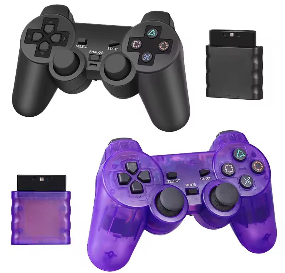 SET OF 2 PLAYSTATION 2 PS2 Dual Vibration WIRELESS Controller