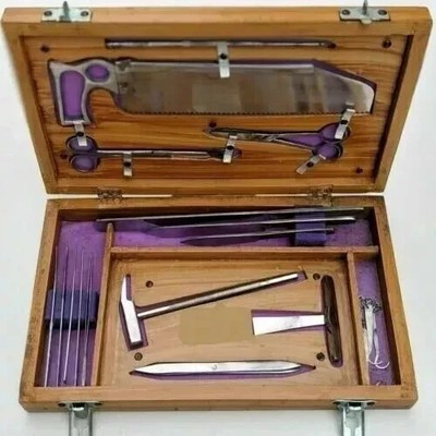 Post Mortem Instrumentenset / Autopsie / Präparierset Anatomie 19-teilig Holz...