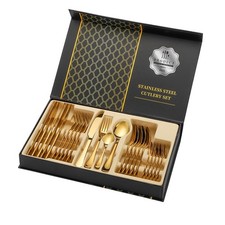 24 Pcs Gold Cutlery Set Stainless Steel Tableware Cutlery Restaurant