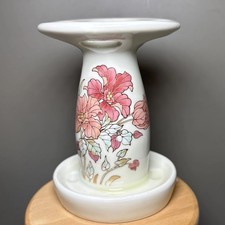 Vintage Japan Toothbrush Holder Butterfly Pink Peach Teal Flowers Gold 3.75  