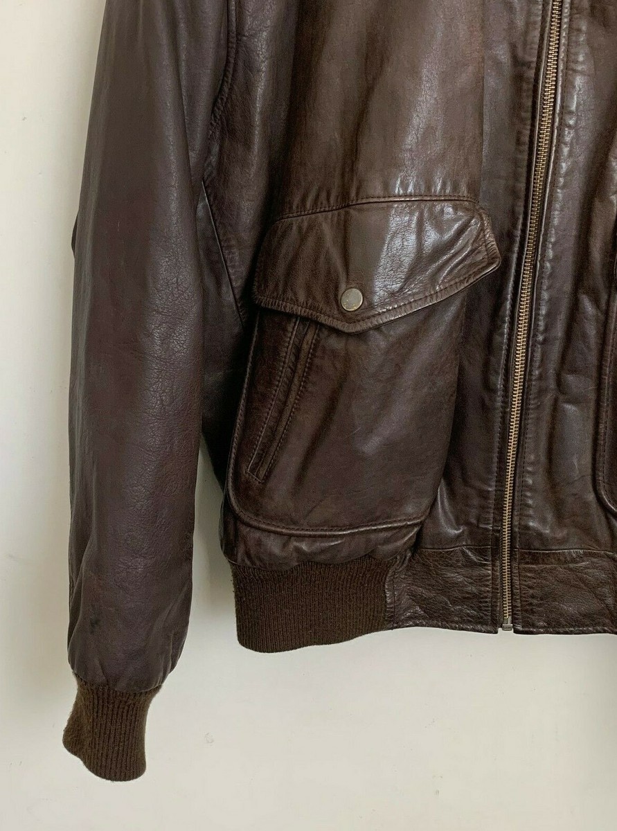 Studio 7036 by Philippe Monet Bomber Jacket Brown Leather Collared