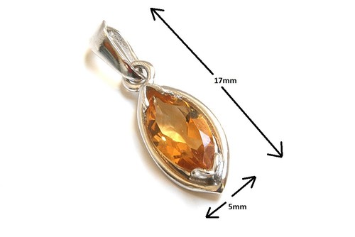 9ct White Gold Citrine Pendant Marquise Necklace no chain Gift Boxed Made in UK - Picture 3 of 7