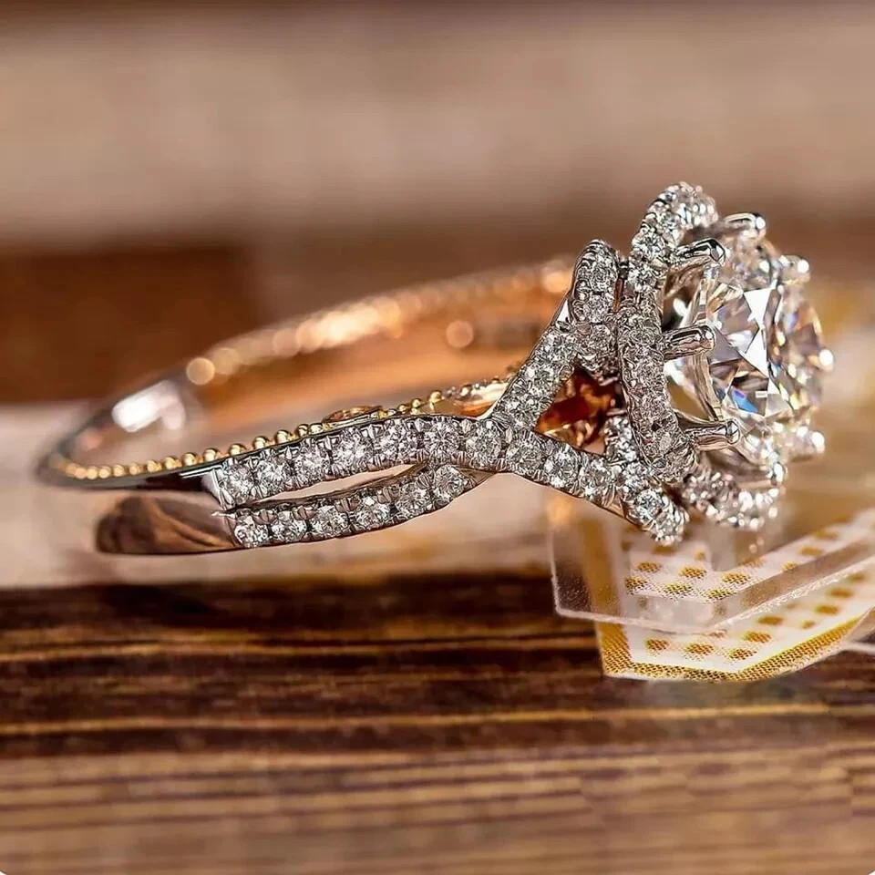 Rose gold 2024 circle engagement ring