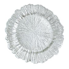 6Pcs Silver Reef Charger Plates 13in Plastic Round Dinner For Wedding & Party UK