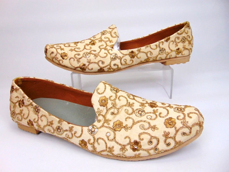 ¡NUEVO! Zapatos de Disfraz Para Hombre Accesorios Mocasín Sin Cordones Talla 11.0 M, Dorado Crema Foto 2 de 4