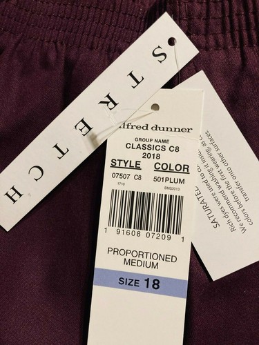 New Alfred Dunner Pull On Stretch Proportioned Medium Wide-Leg Plum Pants size18 - Picture 7 of 10