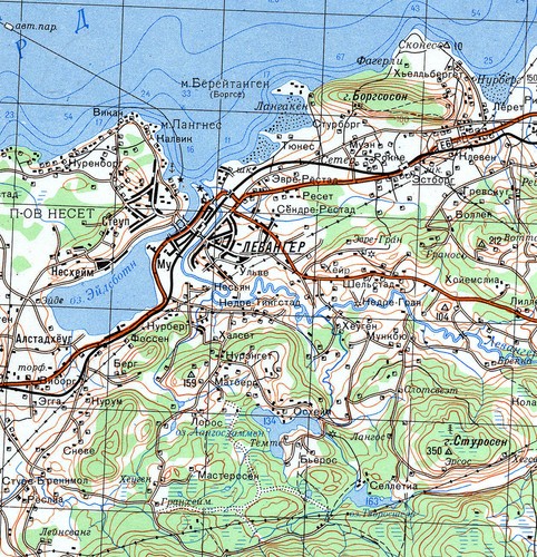 Mapa topográfico militar soviético ruso - LEVANGER (Noruega), 1:100 000, REIMPRESO - Imagen 2 de 4