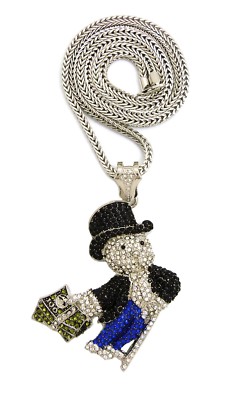 NEW ICE BLING MONEYMAN PENDANT WITH 30'' FRANCO CHAIN