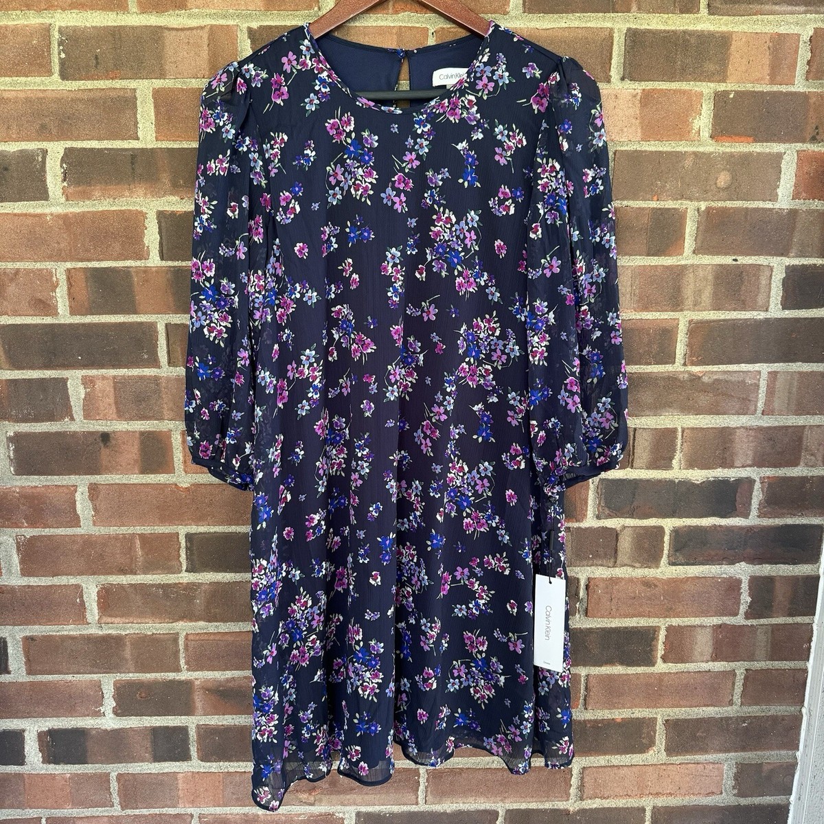 Calvin Klein Floral 3/4 Sleeve Knee High Dress Women's Size US 6 Regular  NEW | eBay
